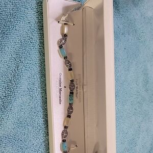 Kohl's Silver and Blue Beaded Bracelet